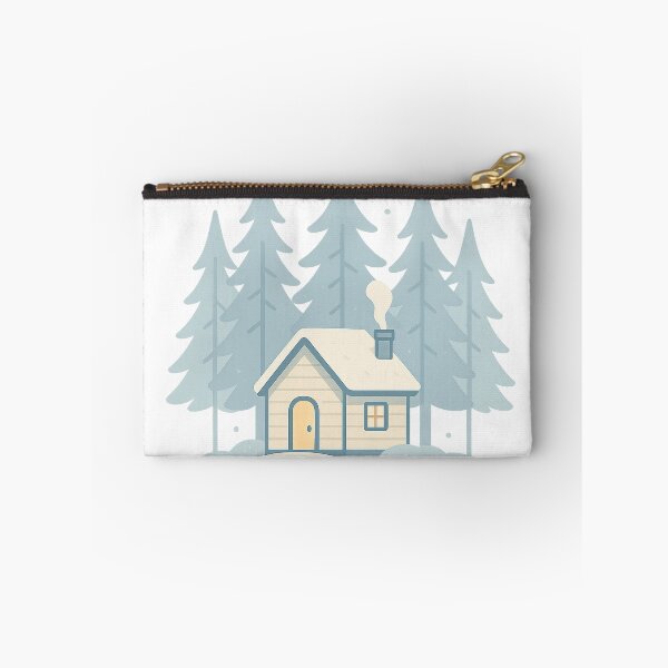 Item preview, Tiny Winter Cabin with Pines – Minimal Cozy Landscape designed and sold by Fernova.