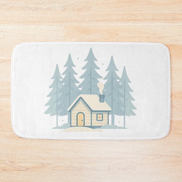 Item preview, Tiny Winter Cabin with Pines – Minimal Cozy Landscape designed and sold by Fernova.