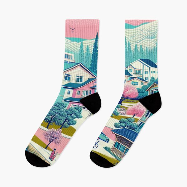 Item preview, Sunnyvale California Ukiyo-e Art - Japanese Woodblock Style Silicon Valley Suburban Scene Cherry Blossom designed and sold by Vandy Fullam.
