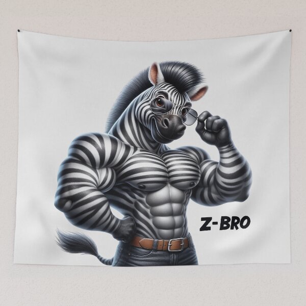 Item preview, Z-BRO Cool Muscle Zebra with Sunglasses designed and sold by QuirkySpark.