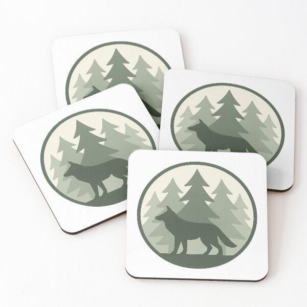 Artikelvorschau, Wolf-Silhouette-Waldabzeichen – Minimalistisches Wildtierdesign entworfen und verkauft von Fernova.