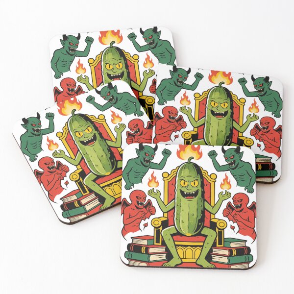 Item preview, Evil Cucumber King on Occult Throne | Vintage Traditional Tattoo Style Cartoon Art designed and sold by Cherrydora.