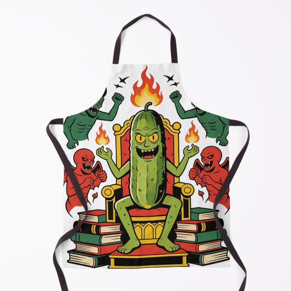 Item preview, Evil Cucumber King on Occult Throne | Vintage Traditional Tattoo Style Cartoon Art designed and sold by Cherrydora.
