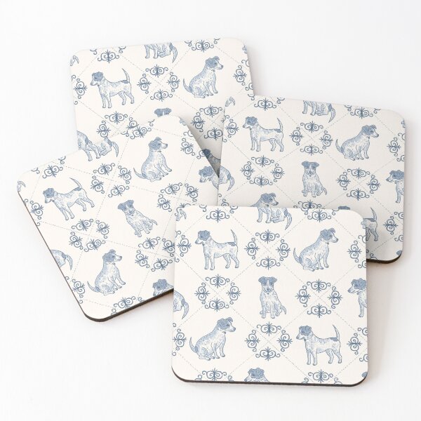 Item preview, Delft Blue Jack Russell Terrier Tile Pattern designed and sold by Ema Tudose.