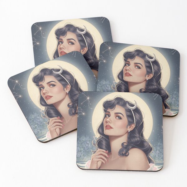 Item preview, Retro Cancer Moon Goddess Pin-Up Art - 1950s Zodiac Girl Celestial Crab Horoscope Vintage Aesthetic designed and sold by MissSaylor.