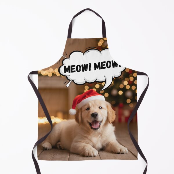 Item preview, Funny Christmas Puppy Saying "Meow" in Santa Hat designed and sold by ReykorShop.