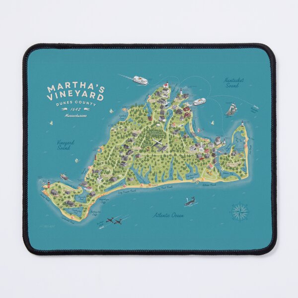 Item preview, Martha's Vineyard Island illustrated vintage map '50s style designed and sold by PuckShop.