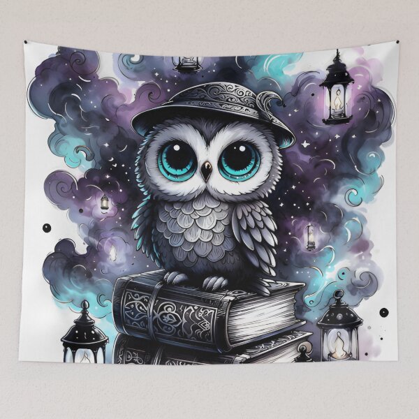 Item preview, Gothic Watercolor Owl Cute Explorer Fantasy Art designed and sold by RubisLeaf.