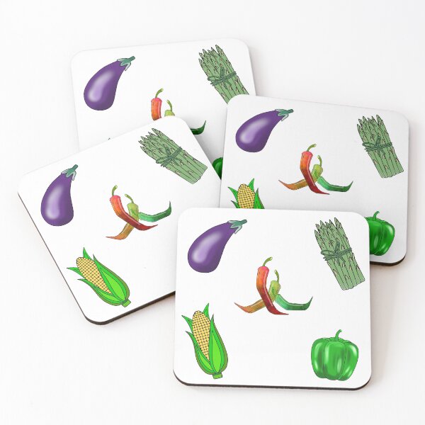 Item preview, Eggplant Asparagus Corn Peppers Vegetables Set Of 5 designed and sold by Sartoris Art.