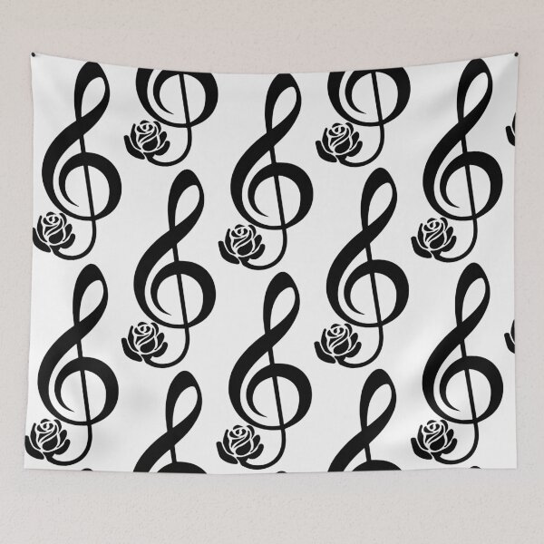 Item preview, Black treble clef in bloom designed and sold by Lagueny.