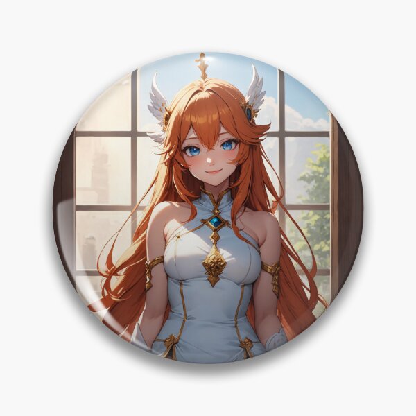 Item preview, Golden-Haired Angelic Anime Girl in White Dress and Blue Eyes designed and sold by iloveanimechibi.