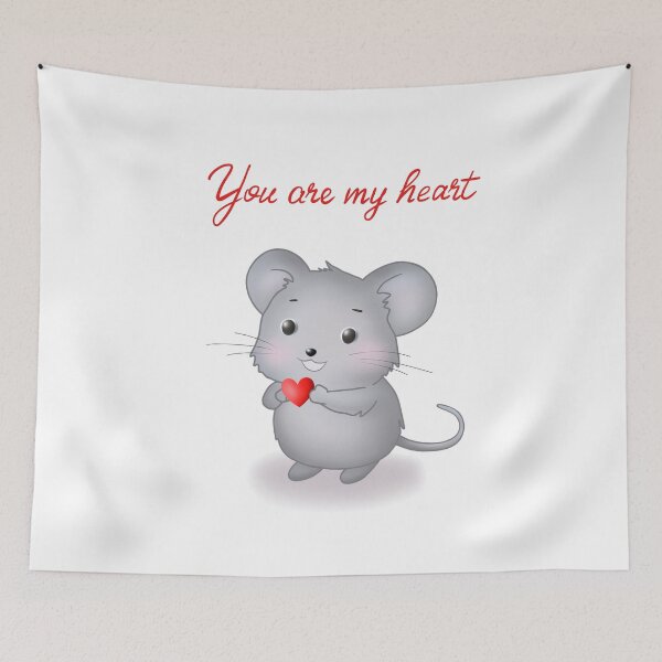 Item preview, Cute Grey Mouse with Heart – Valentine’s Love designed and sold by LiudmylaMaika.