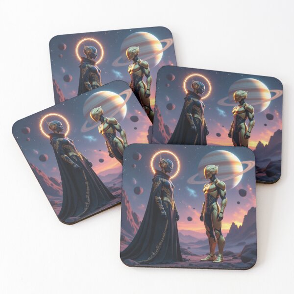 Item preview, Celestial Encounter on Alien Planet: Sci-Fi Duel between Divine Presence & Space Warrior designed and sold by FotoworldEdel.