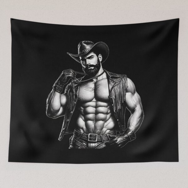 Item preview, Gay Leather Howdy Cowboy Gay Pride Graphic Design designed and sold by ItsAKinkThing.