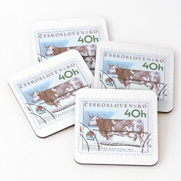 Item preview, Czech Republic Cow 40h Vintage Postage Stamp designed and sold by red-amber65.