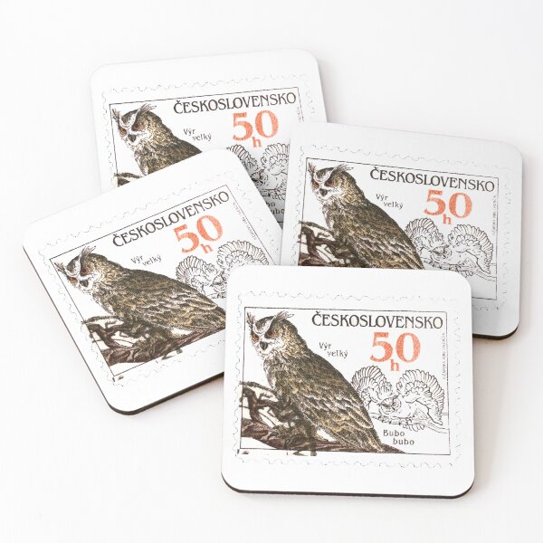 Item preview, Czech Republic Bubo Bubo Owl Vintage Postage Stamp designed and sold by red-amber65.