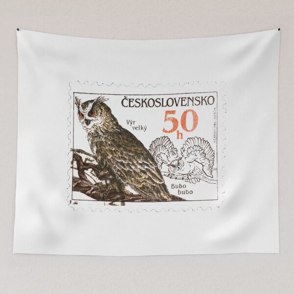 Item preview, Czech Republic Bubo Bubo Owl Vintage Postage Stamp designed and sold by red-amber65.