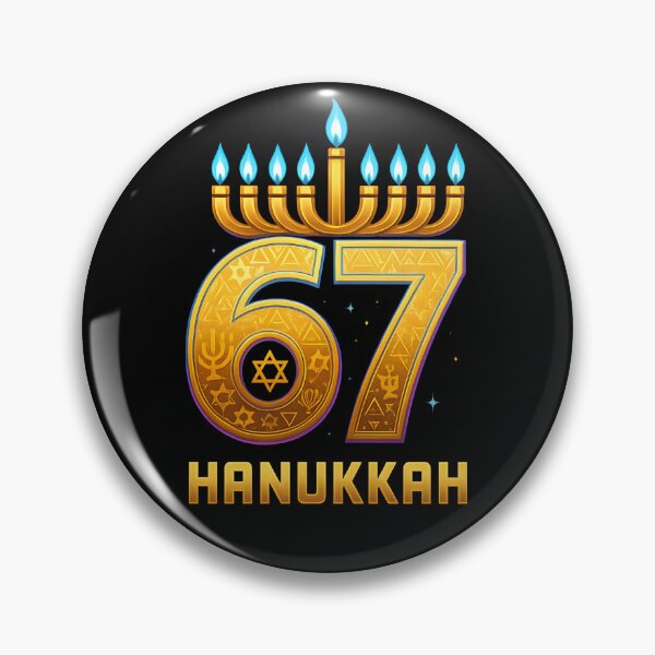 Item preview, Hanukkah 67 Six Seven Meme Gold Menorah designed and sold by ZuToMi.