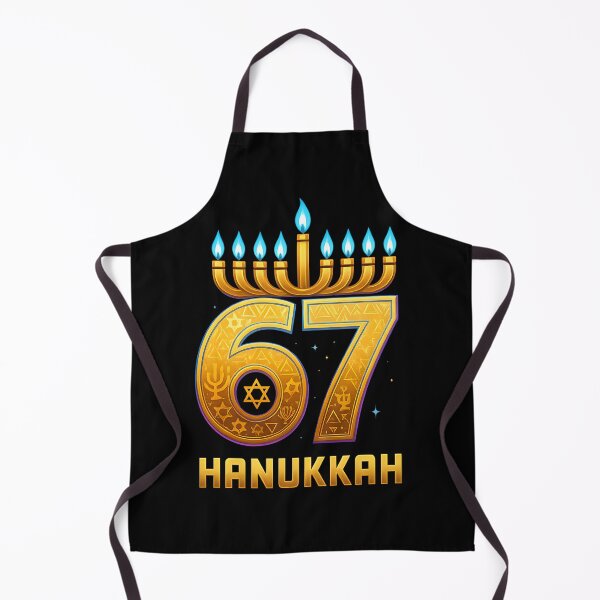 Item preview, Hanukkah 67 Six Seven Meme Gold Menorah designed and sold by ZuToMi.