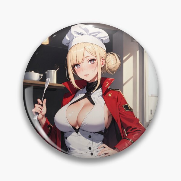 Item preview, Blonde Anime Chef Girl in Red Commander Coat and White Apron designed and sold by iloveanimechibi.