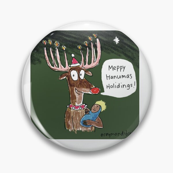 Item preview, Reindeer with red nose, menorah antlers, and haloed baby designed and sold by Raymond Nakamura.