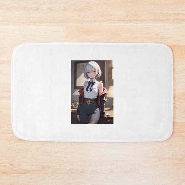 Item preview, Silver-Haired Anime Girl in Stylish Blouse and Steampunk Belt designed and sold by iloveanimechibi.