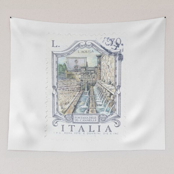 Item preview, Italian Pontana Delle 99 Cannelle Vintage Postage Stamp designed and sold by red-amber65.