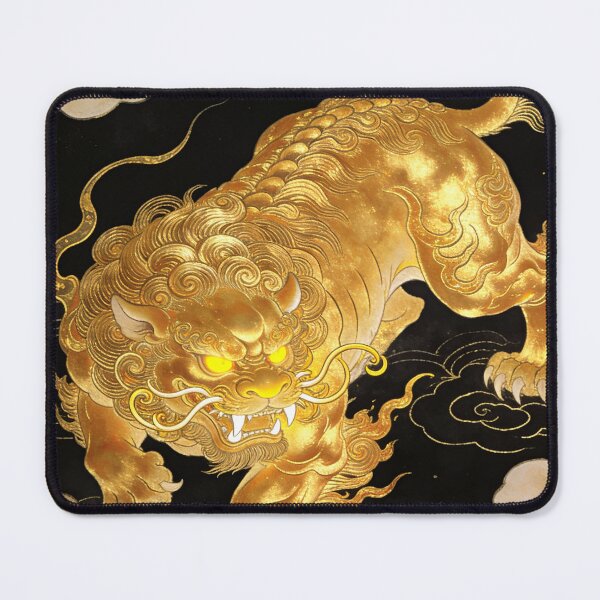 Item preview, Majestic Golden Guardian Lion Pouncing from Clouds designed and sold by zzz888.
