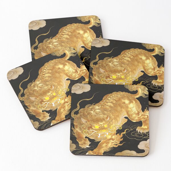 Item preview, Majestic Golden Guardian Lion Pouncing from Clouds designed and sold by zzz888.