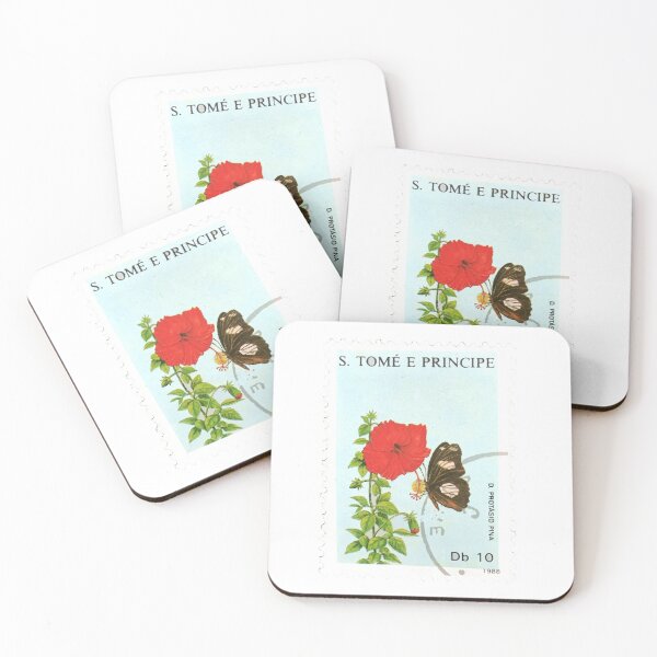 Item preview, S.Tome Principe Flower Butterfly Vintage Postage Stamp designed and sold by red-amber65.
