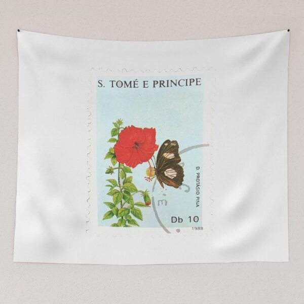 Item preview, S.Tome Principe Flower Butterfly Vintage Postage Stamp designed and sold by red-amber65.