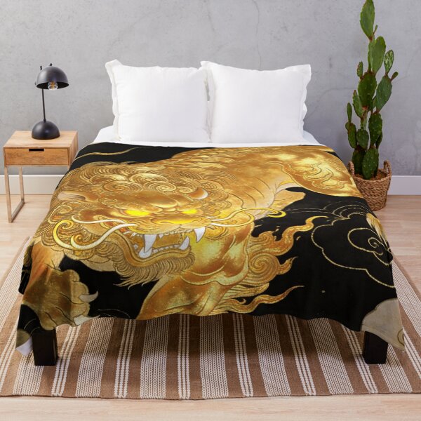 Item preview, Majestic Golden Guardian Lion Pouncing from Clouds designed and sold by zzz888.