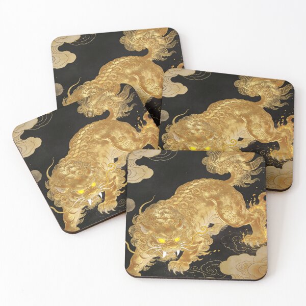 Item preview, Majestic Golden Guardian Lion Pouncing Among Clouds designed and sold by zzz888.
