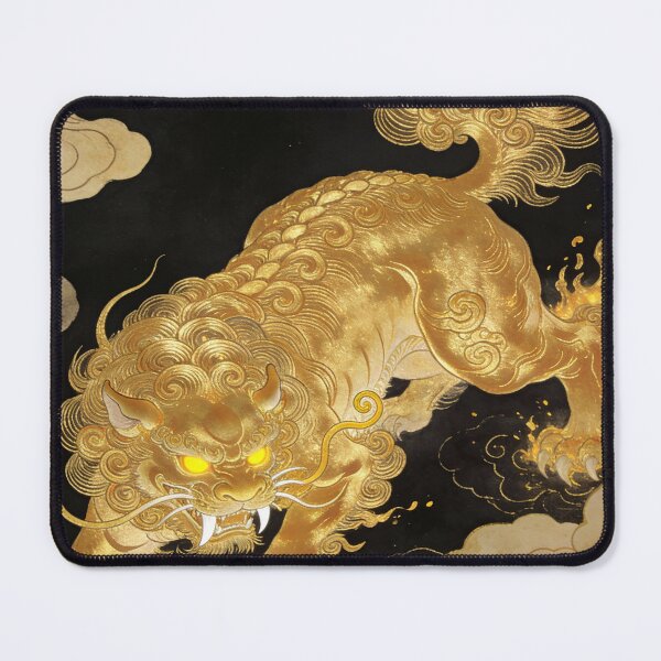 Item preview, Majestic Golden Guardian Lion Pouncing Among Clouds designed and sold by zzz888.