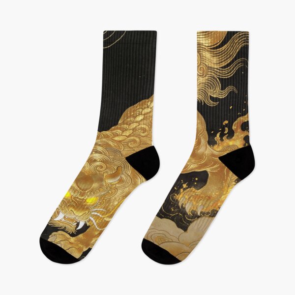 Item preview, Majestic Golden Guardian Lion Pouncing Among Clouds designed and sold by zzz888.