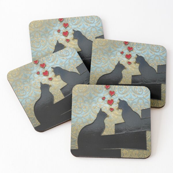 Item preview, Silhouetted Cats with Hearts designed and sold by Andy Gambino Art.