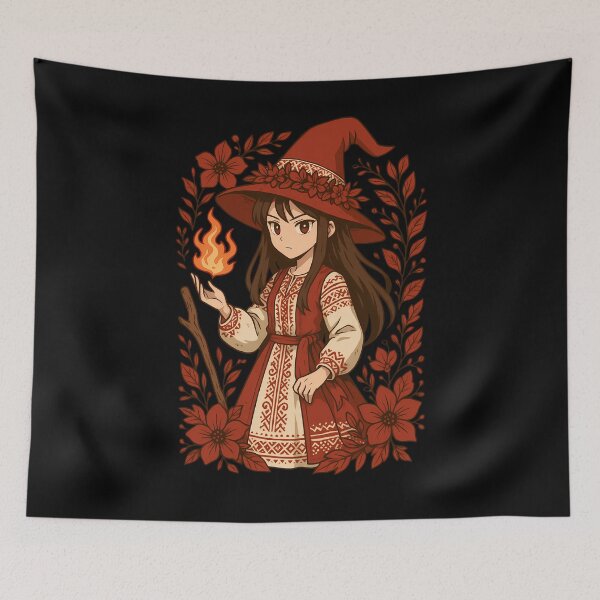 Item preview, Slavic Anime Witch – Folk Magic Illustration designed and sold by Myth-LegendArt.