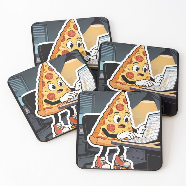 Item preview, Retro Cartoon Pizza Slice Working Overtime on Roller Skates - Quirky Office Humor Design designed and sold by Cherrydora.