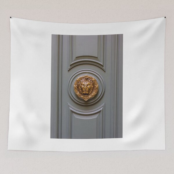 Item preview, Elegant Green Door With Ornate Gold Lion Knocker From Classic Entryway Design Architectural Detail designed and sold by Nmallia.