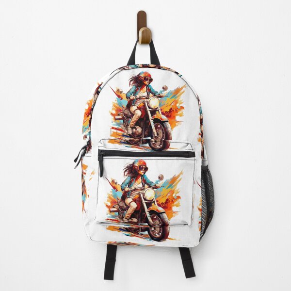 Item preview, Vibrant Female Motorcycle Rider – Dynamic Colorful Bike Art designed and sold by DesignArtist.ia.