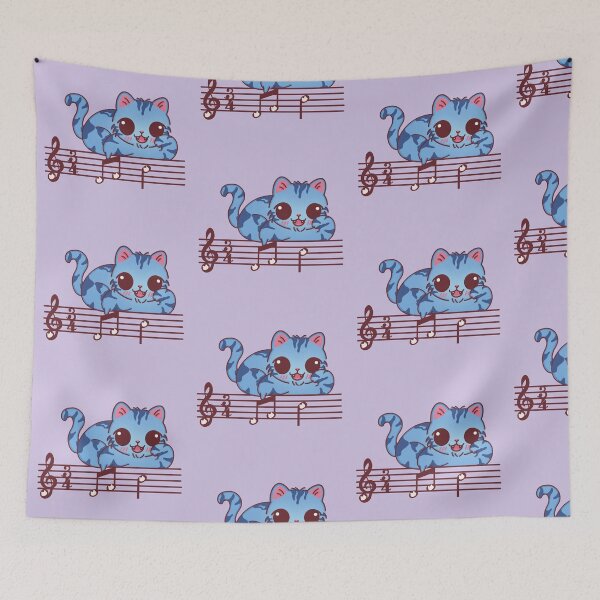 Item preview, Blue Derpy Cat on Music Notes designed and sold by BGMeYou.