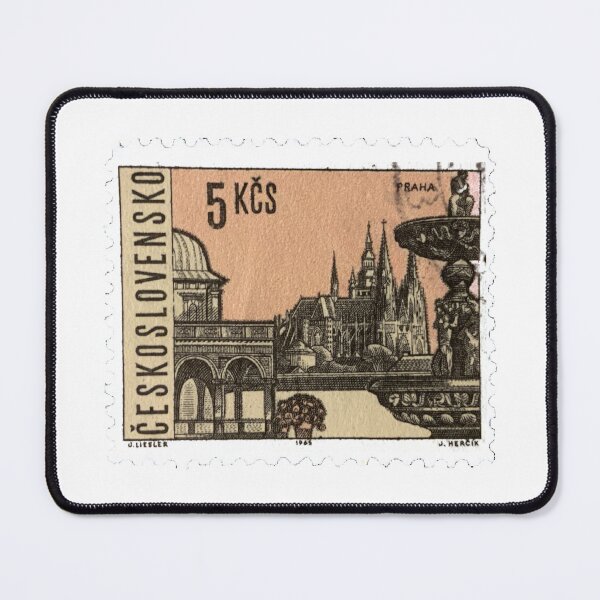 Item preview, Czech Republic Sepia Landscape Vintage Postage Stamp designed and sold by red-amber65.