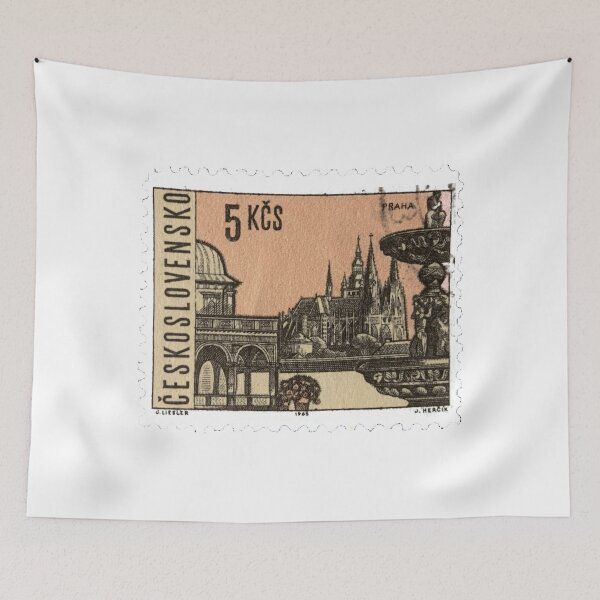 Item preview, Czech Republic Sepia Landscape Vintage Postage Stamp designed and sold by red-amber65.