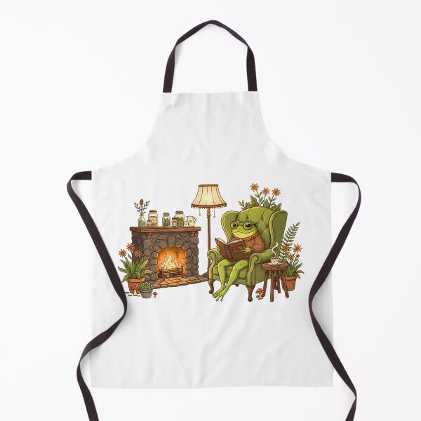 Item preview, Cozy Frog Reading by the Fireplace – Cottagecore Illustrati designed and sold by SunRiseShop _21.