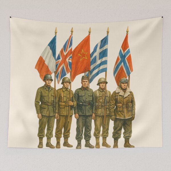 Item preview, WW2 Military Uniforms France UK USSR Greece Norway designed and sold by Retr0Tshirts.