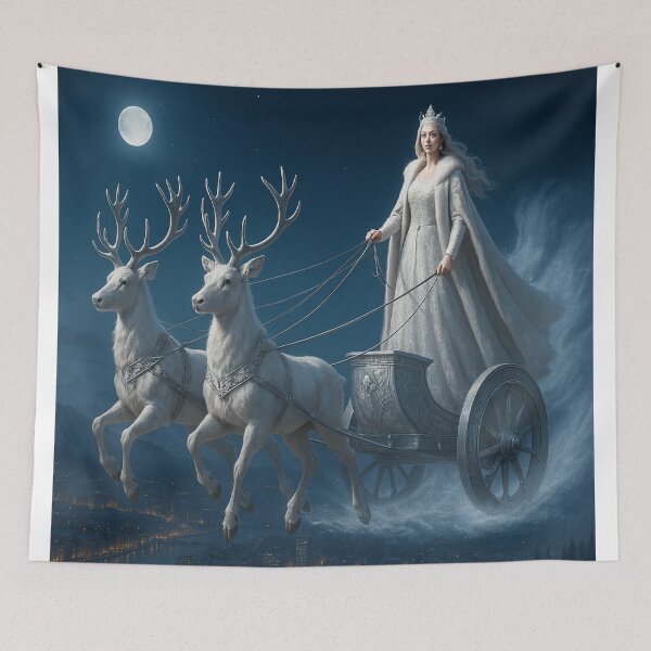 Item preview, Mistress of Winter – Night Snow Queen Flying Above the City designed and sold by ggstcraft.