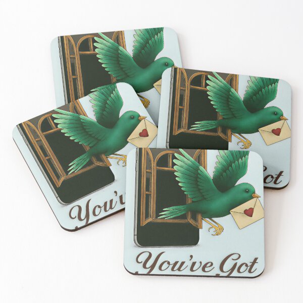 Item preview, You've Got Mail - Green Bird Delivering Love Letter from Phone Screen designed and sold by SammyMorry.