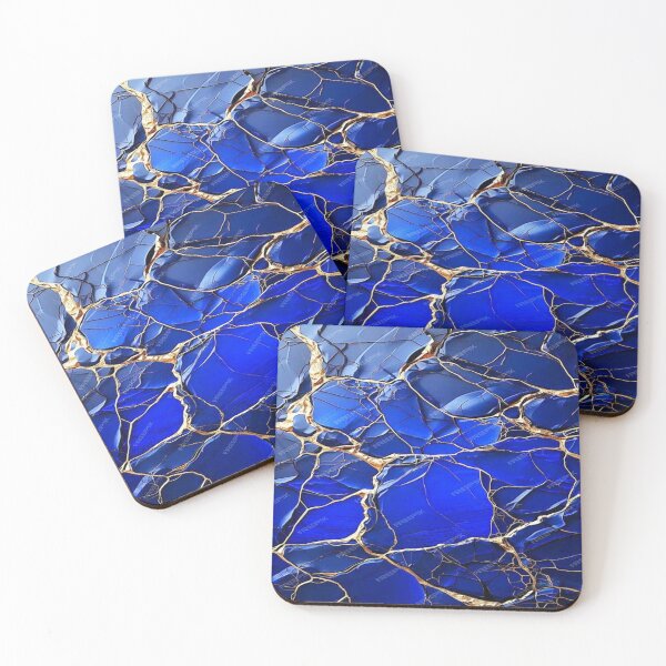 Item preview, Drawing of blue and gold kintsugi pattern  designed and sold by NivyasArtistry.