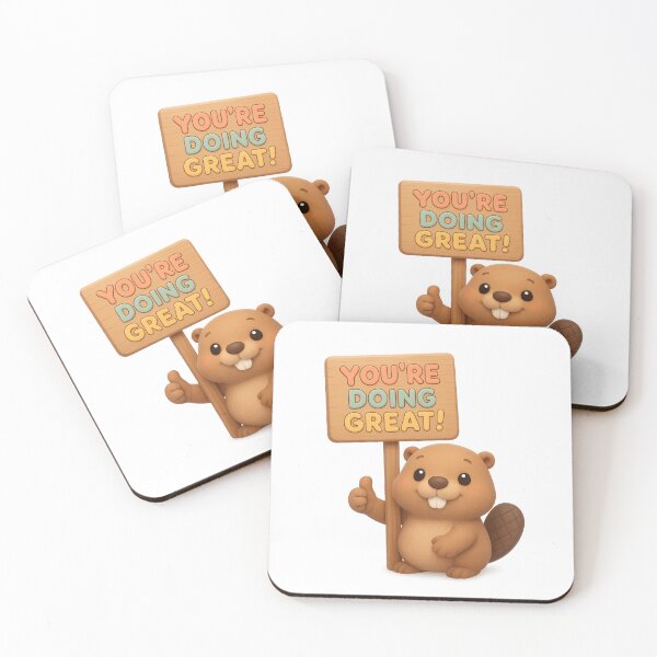 Item preview, Cute Cheerful Beaver Encouragement - You're Doing Great| Motivational Uplifing Art designed and sold by Moons Studio.