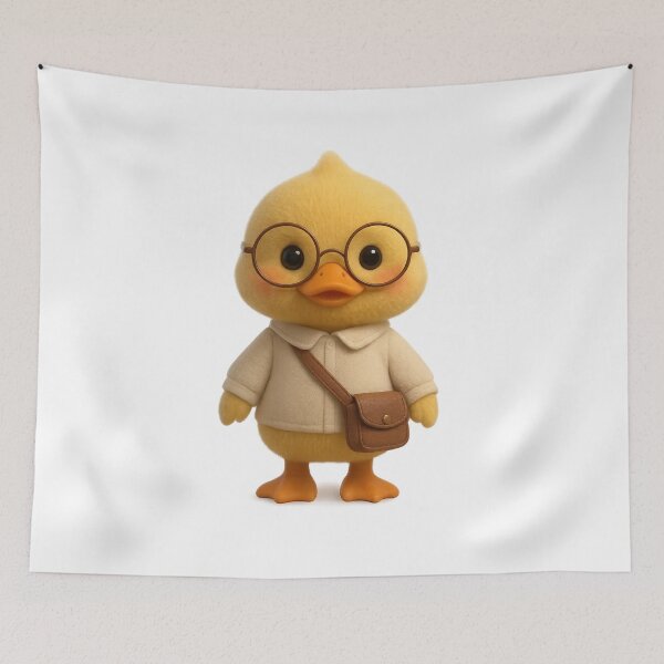 Item preview, Cute Scholar Duck With Glasses | Kawaii Plush Character Art designed and sold by Moons Studio.